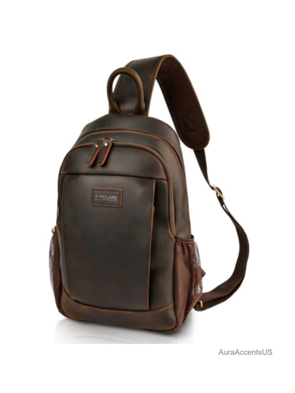Full Grain Leather Sling Bag RFID Anti Theft Crossbody Chest Pack Fits 12.9 iPad